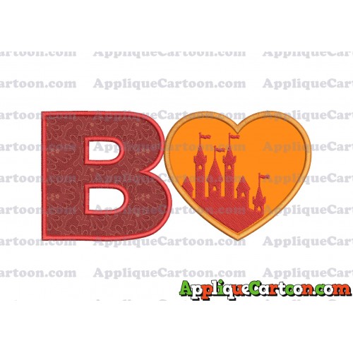 Heart Castle Applique Design With Alphabet B