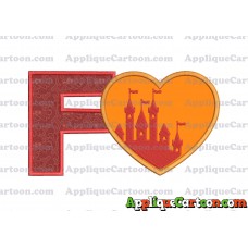 Heart Castle Applique Design With Alphabet F