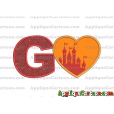 Heart Castle Applique Design With Alphabet G