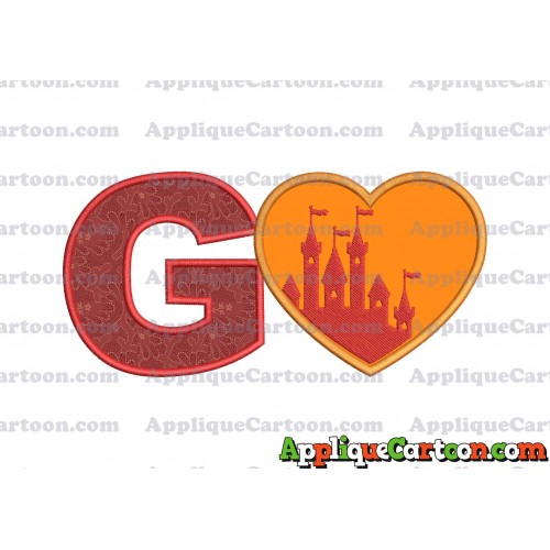 Heart Castle Applique Design With Alphabet G