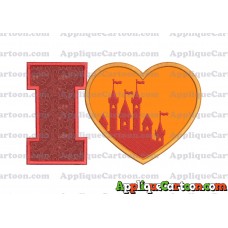 Heart Castle Applique Design With Alphabet I