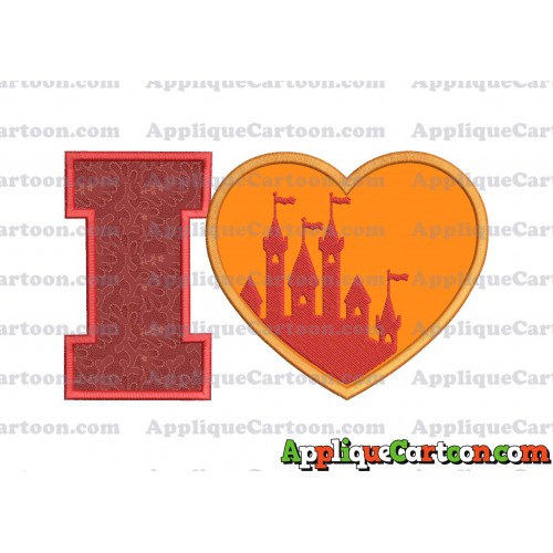 Heart Castle Applique Design With Alphabet I