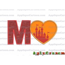 Heart Castle Applique Design With Alphabet M