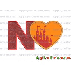 Heart Castle Applique Design With Alphabet N