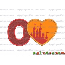 Heart Castle Applique Design With Alphabet O