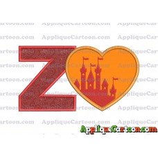 Heart Castle Applique Design With Alphabet Z