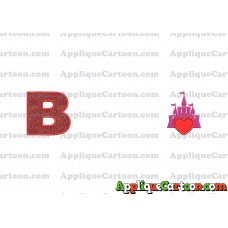 Heart and Pink Castle Applique Design With Alphabet B