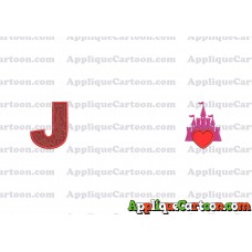 Heart and Pink Castle Applique Design With Alphabet J