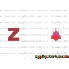 Heart and Pink Castle Applique Design With Alphabet Z