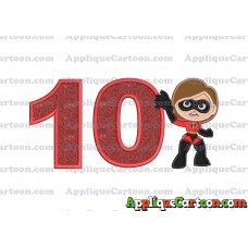 Helen Parr The Incredibles Applique Embroidery Design Birthday Number 10