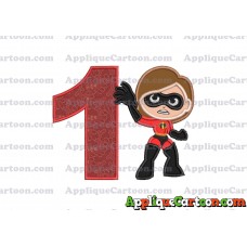 Helen Parr The Incredibles Applique Embroidery Design Birthday Number 1