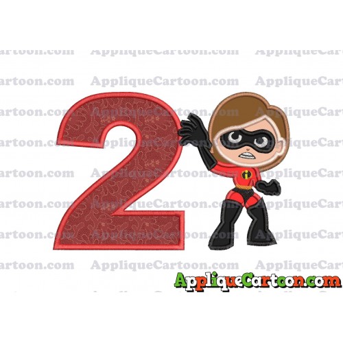Helen Parr The Incredibles Applique Embroidery Design Birthday Number 2