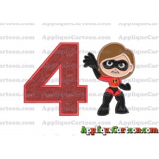 Helen Parr The Incredibles Applique Embroidery Design Birthday Number 4
