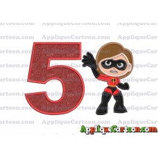 Helen Parr The Incredibles Applique Embroidery Design Birthday Number 5