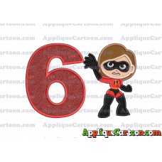 Helen Parr The Incredibles Applique Embroidery Design Birthday Number 6