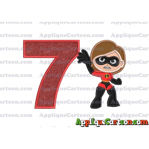 Helen Parr The Incredibles Applique Embroidery Design Birthday Number 7
