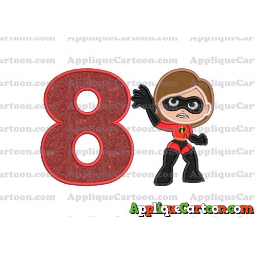 Helen Parr The Incredibles Applique Embroidery Design Birthday Number 8