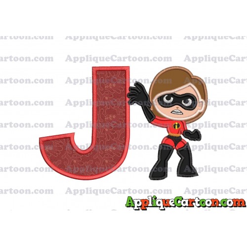 Helen Parr The Incredibles Applique Embroidery Design With Alphabet J