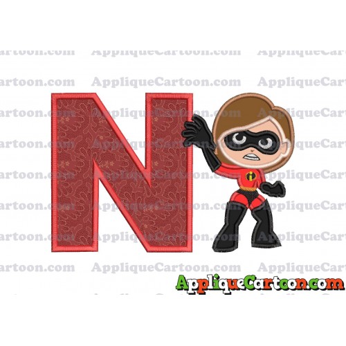 Helen Parr The Incredibles Applique Embroidery Design With Alphabet N