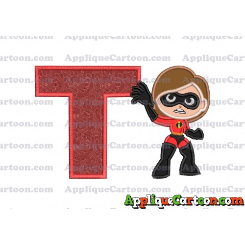 Helen Parr The Incredibles Applique Embroidery Design With Alphabet T