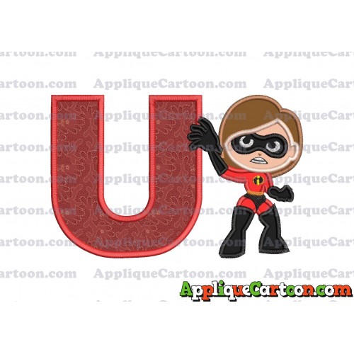 Helen Parr The Incredibles Applique Embroidery Design With Alphabet U