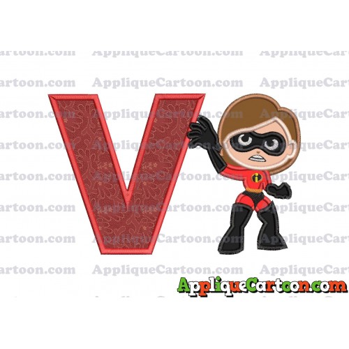 Helen Parr The Incredibles Applique Embroidery Design With Alphabet V