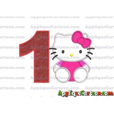Hello Kitty Applique 01 Embroidery Design Birthday Number 1