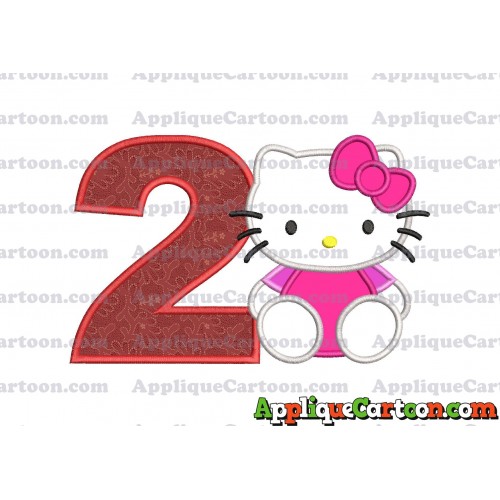 Hello Kitty Applique 01 Embroidery Design Birthday Number 2