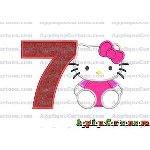 Hello Kitty Applique 01 Embroidery Design Birthday Number 7