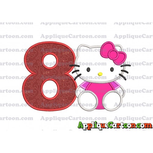 Hello Kitty Applique 01 Embroidery Design Birthday Number 8
