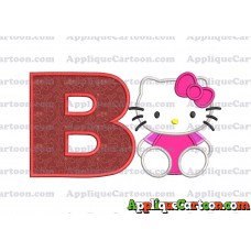 Hello Kitty Applique 01 Embroidery Design With Alphabet B