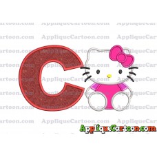 Hello Kitty Applique 01 Embroidery Design With Alphabet C