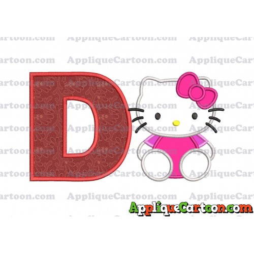 Hello Kitty Applique 01 Embroidery Design With Alphabet D