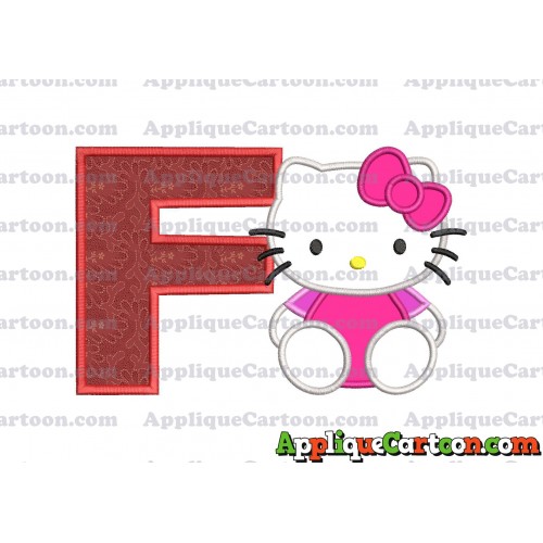 Hello Kitty Applique 01 Embroidery Design With Alphabet F