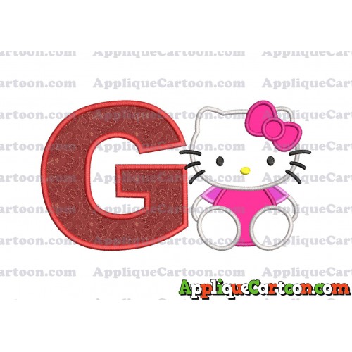 Hello Kitty Applique 01 Embroidery Design With Alphabet G