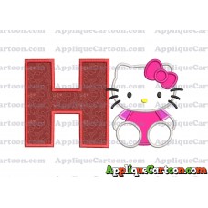 Hello Kitty Applique 01 Embroidery Design With Alphabet H