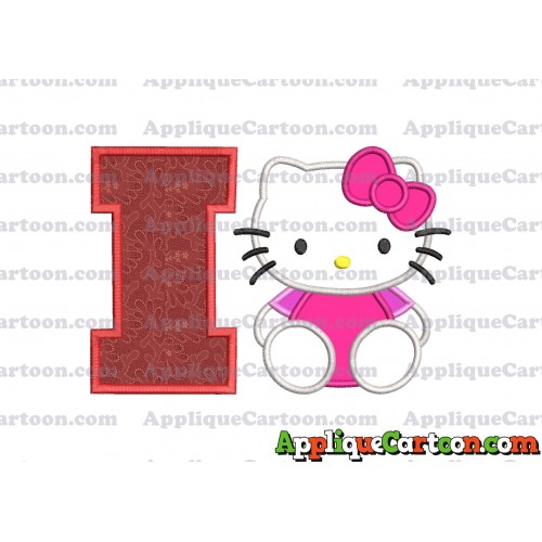 Hello Kitty Applique 01 Embroidery Design With Alphabet I