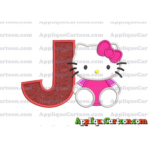 Hello Kitty Applique 01 Embroidery Design With Alphabet J