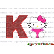 Hello Kitty Applique 01 Embroidery Design With Alphabet K
