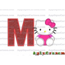Hello Kitty Applique 01 Embroidery Design With Alphabet M