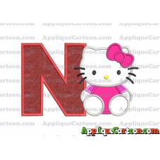 Hello Kitty Applique 01 Embroidery Design With Alphabet N