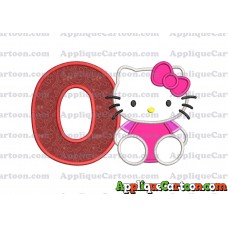 Hello Kitty Applique 01 Embroidery Design With Alphabet O