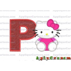Hello Kitty Applique 01 Embroidery Design With Alphabet P