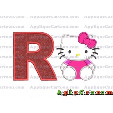 Hello Kitty Applique 01 Embroidery Design With Alphabet R