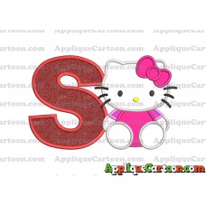 Hello Kitty Applique 01 Embroidery Design With Alphabet S