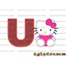 Hello Kitty Applique 01 Embroidery Design With Alphabet U