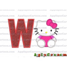 Hello Kitty Applique 01 Embroidery Design With Alphabet W