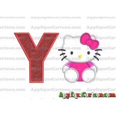 Hello Kitty Applique 01 Embroidery Design With Alphabet Y