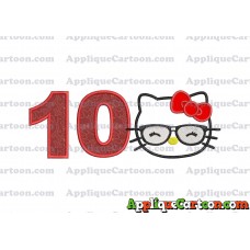 Hello Kitty Applique 02 Embroidery Design Birthday Number 10