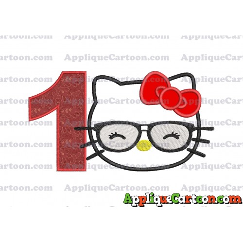 Hello Kitty Applique 02 Embroidery Design Birthday Number 1